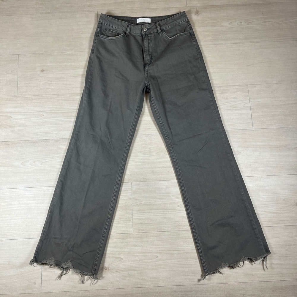 Vervet Blue Grey High Rise Wide Leg Raw Hem Jeans Size 28
